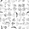 Seamless background of sketches various wedding symbols
