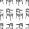 Seamless background of sketches of the vintage chairs