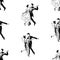 Seamless background from sketches of vintage dancing couples elegant people