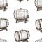 Seamless background of the sketches of wine casks