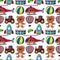 Seamless background with teddybears and other toys