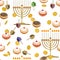 Seamless background traditional symbols Hanukkah