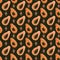 Seamless background with tropical fruits, Papaya exotic texture for wallpaper, textile pattern, botanical illustration, fabric