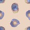 Seamless background of various drawn colorful seashells