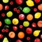 Seamless background with various fruits.