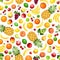 Seamless background with various fruits. Vector illustration.