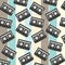 seamless background with vintage analogue music recordable cassettes