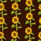 Seamless background with watercolor sunflowers. Collection decorative floral design elements