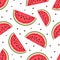 Seamless background with watermelon slices. Vector illustration.