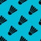 Seamless badminton sports shuttlecock vector pattern on turquoise background. birds feather shuttlecock vector illustration