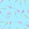 Seamless balloon pattern on blue. Party background