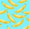 Seamless banana pattern background in blue