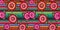 Seamless Banner Mexican floral embroidery pattern, ethnic colorful native flowers folk fashion design. Embroidered Traditional