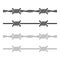 Seamless Barbed Wire Silhouettes on White Background. Vector