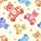 Seamless bear light patchwork pattern.