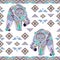Seamless bear pattern made from flowers, leaves in the ethnic style.