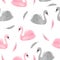 Seamless beautiful swan pattern. Vector watercolor illustration