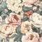 Seamless beautiful vintage pastel roses pattern, ai generative illustration