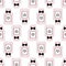 Seamless beauty pattern of perfume bottles with bows and hearts.