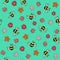 Seamless bees and flowers pattern.