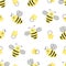 Seamless bees pattern.