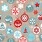 Seamless beige vintage pattern with traditional Christmas elements.