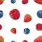 Seamless berries collection 3D vector pattern.