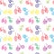Seamless bicycle pattern. Stylish sporty print. Vector illustration. Multi-colored bicycles background, Can be used for wallpaper,