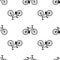 Seamless bicycles pattern. Stylish sporty print on white background