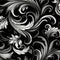 Seamless Black And Silver Floral Brocade Pattern