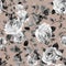 Seamless black and white botanical pattern with graceful rose flowers on a beige background