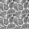 Seamless black and white paisley ornament. Print turkish cucumber. Hand-drawn pattern for textiles. Vector illustration