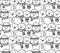 Seamless black and white texture with doodle snowman