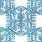 Seamless blue crosshatch tribal rug motif pattern.