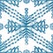 Seamless blue crosshatch tribal rug motif pattern.