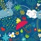 Seamless blue pattern with clouds