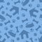 Seamless blue pattern with dogs symbols. Vector illustration.