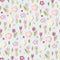 Seamless blue pattern with tulips pink flowers.
