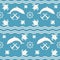 Seamless blue and white nautical sea pattern with marine dweller
