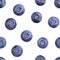 Seamless blueberry pattern. Berries isolated on white. Fresh fruit summer pattern. Creative food concept. Macro closeup