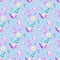 Seamless boho pattern with flowers, moon, horns and crystals 2