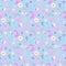 Seamless boho pattern with flowers, moon, horns and crystals 3