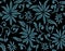Seamless bold vintage flower pattern with black background
