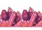 Seamless border with cartoon pink crystals.