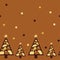 Seamless border. Chocolate Christmas trees. Different kinds of chocolate