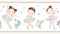 Seamless border with cute ballerinas girls. Vector