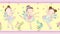 Seamless border with cute little magical fairies. Vector