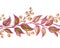 Seamless border of decorative twigs in warm pastel colors, watercolor