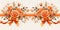 Seamless border with orange roses, ribbon, and bow, ornamental card design, Vector illustration, generative ai