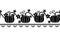 Seamless border pattern with pumpkin ornament. Black and white silhouettes.